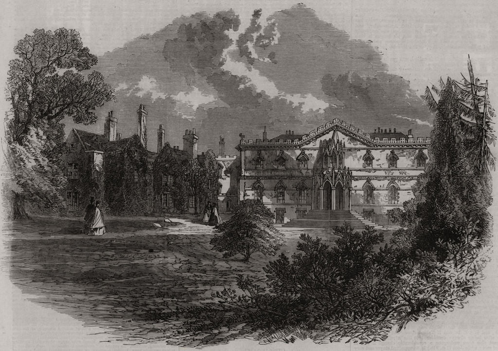 Bishopsthorpe, the palace of the Archbishop of York. Yorkshire 1864 old print